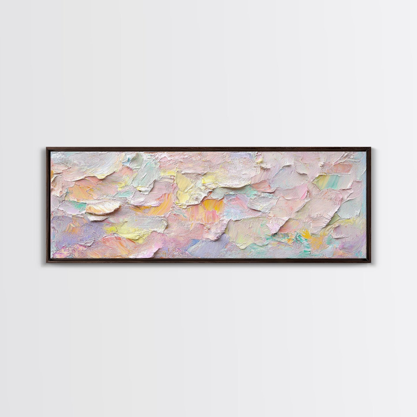 Abstract Moody Floral Wall Art, Framed Canvas Print, Pink and Pastel Wall Art, Large Abstract Flower Texture Wall Art for Above Bed or Sofa
