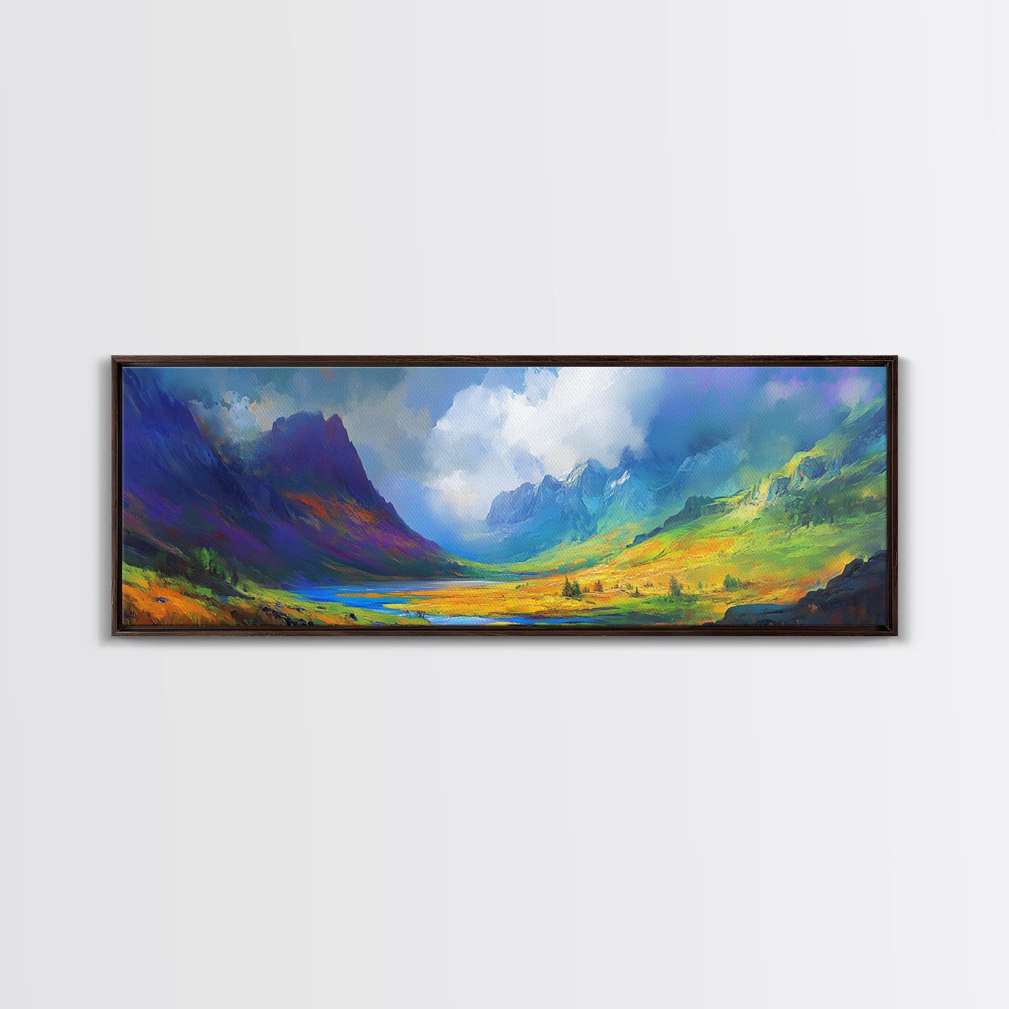 Colorful Fantasy Landscape Painting Print, Oversized Wall Art, Purple and Green Wall Art
