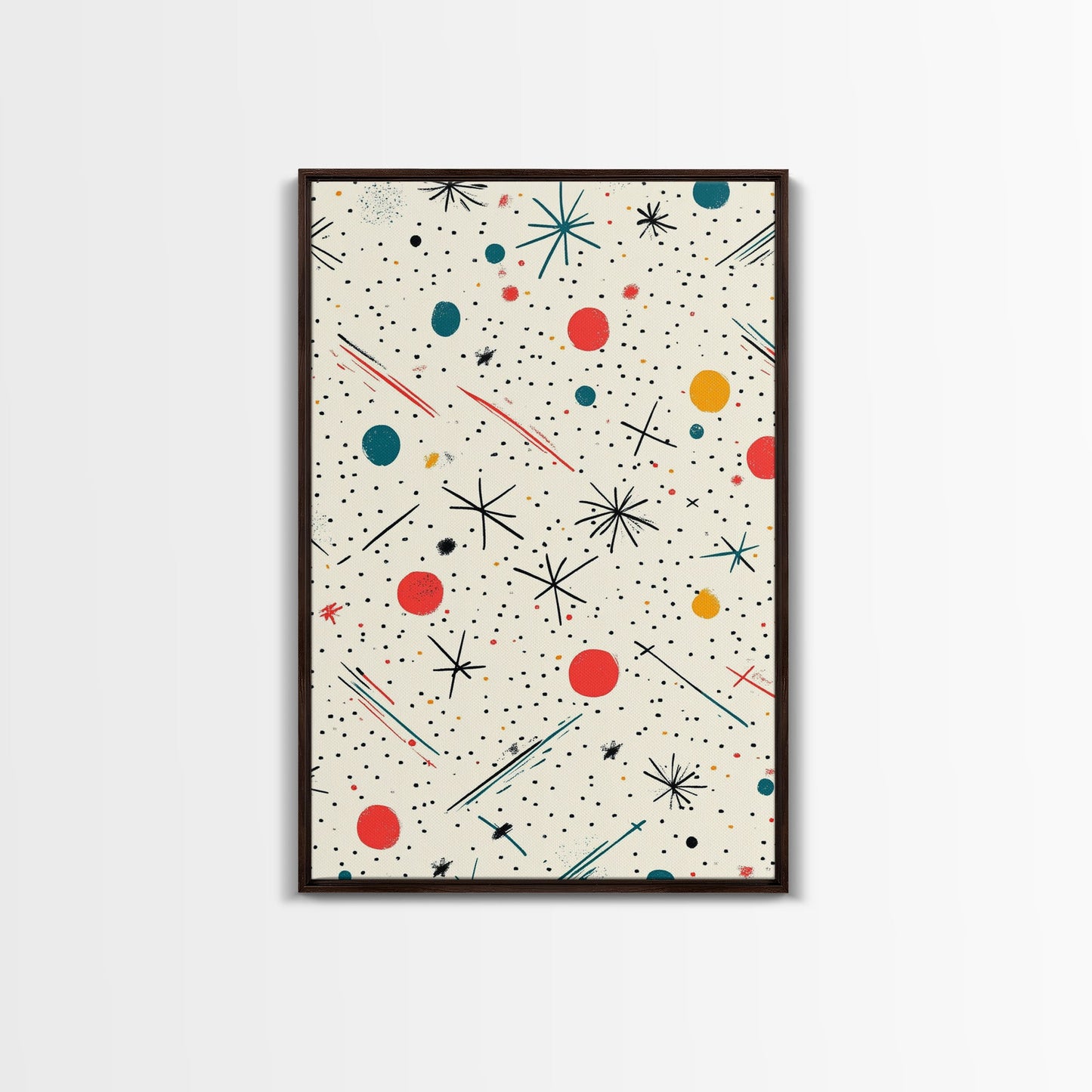 Retro MCM Style Pattern Wall Art, Wood Framed Canvas, Canvas Print, Home Decor, Office Or Bedroom Wall Art, Retro Vibes Decor