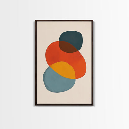 Abstract Geometric Print, White Background Modern Abstract Art, Mid-Century Modern Art, Red Blue and Yellow Art Ready To Hang