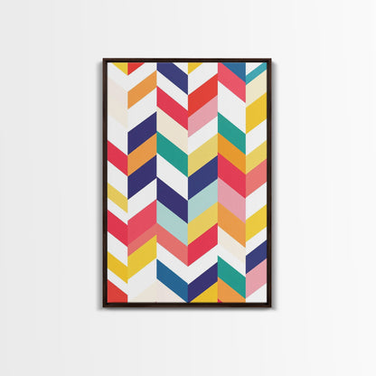 Pastel Chevrons Wall Art, Framed Canvas Print, Wood Framed Wall Art, Framed Wall Art, Gift Idea, Home Decor, Tire Track Print
