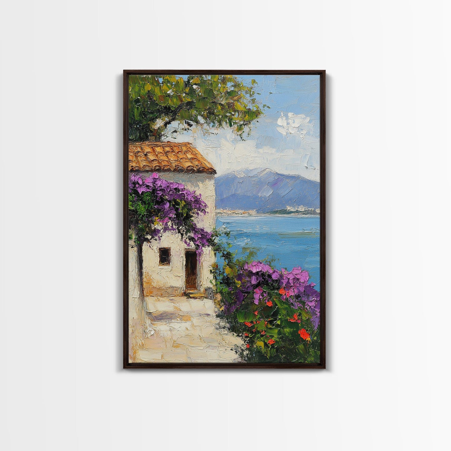 Italian Villa Art - Italy Print - Canvas Print - Gift For Italian, Italy Decor Vacation Gift Idea, Boho Modrn Art, Italy Themed Gift