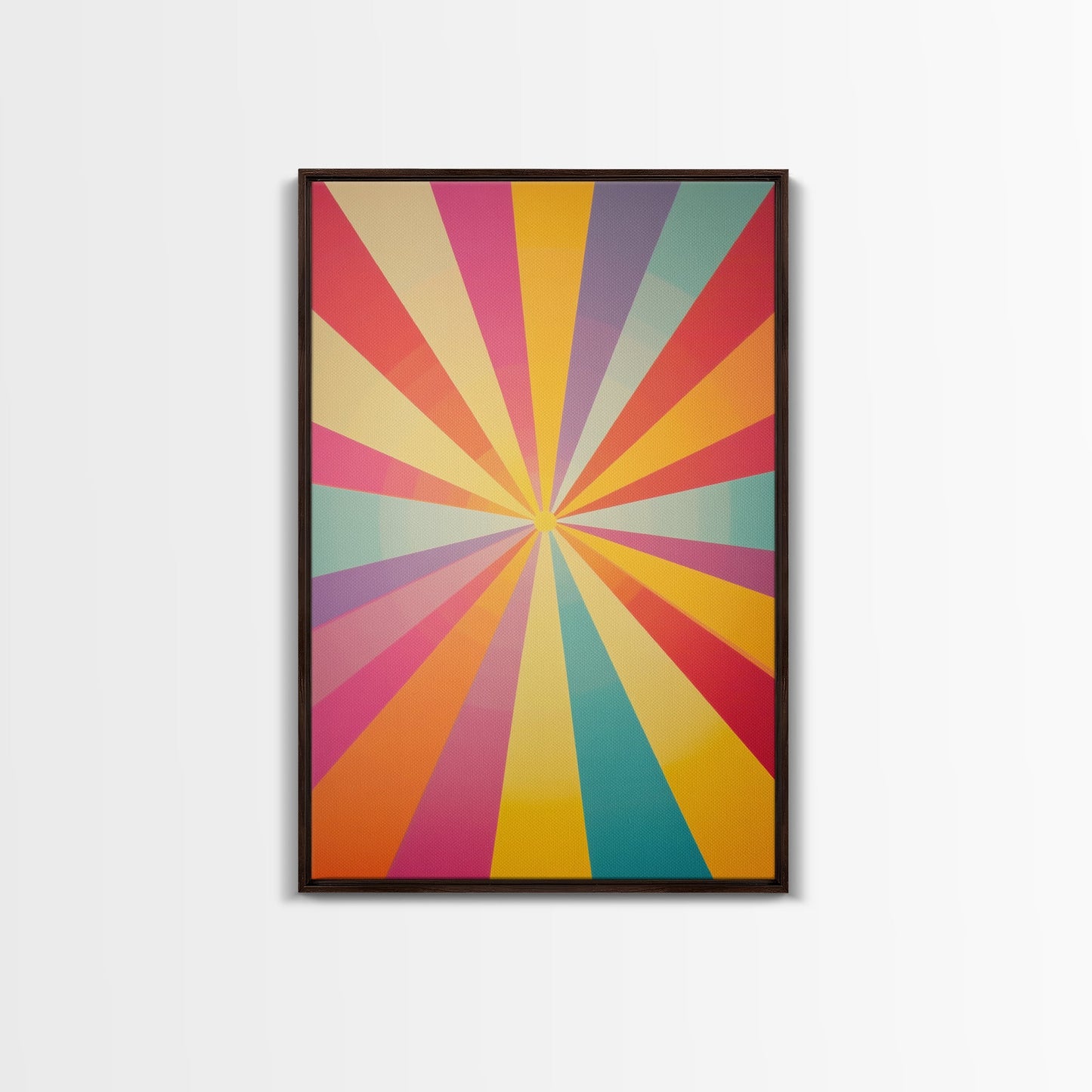 MCM Inspired Wall Art, Fire Engine Red, Slate Green, Storm Grey and Bee Yellow Geometric Framed Canvas Print, Boho Decor