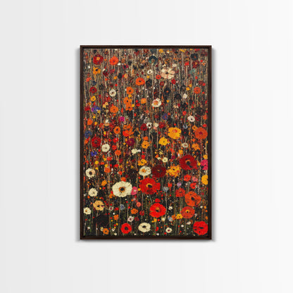 Muted Flower Print, Canvas Print With Wood Frame Boho Home Decor, Flower Art, Kitchen Art Print, Gift For Mom, Living Room Wall Decor