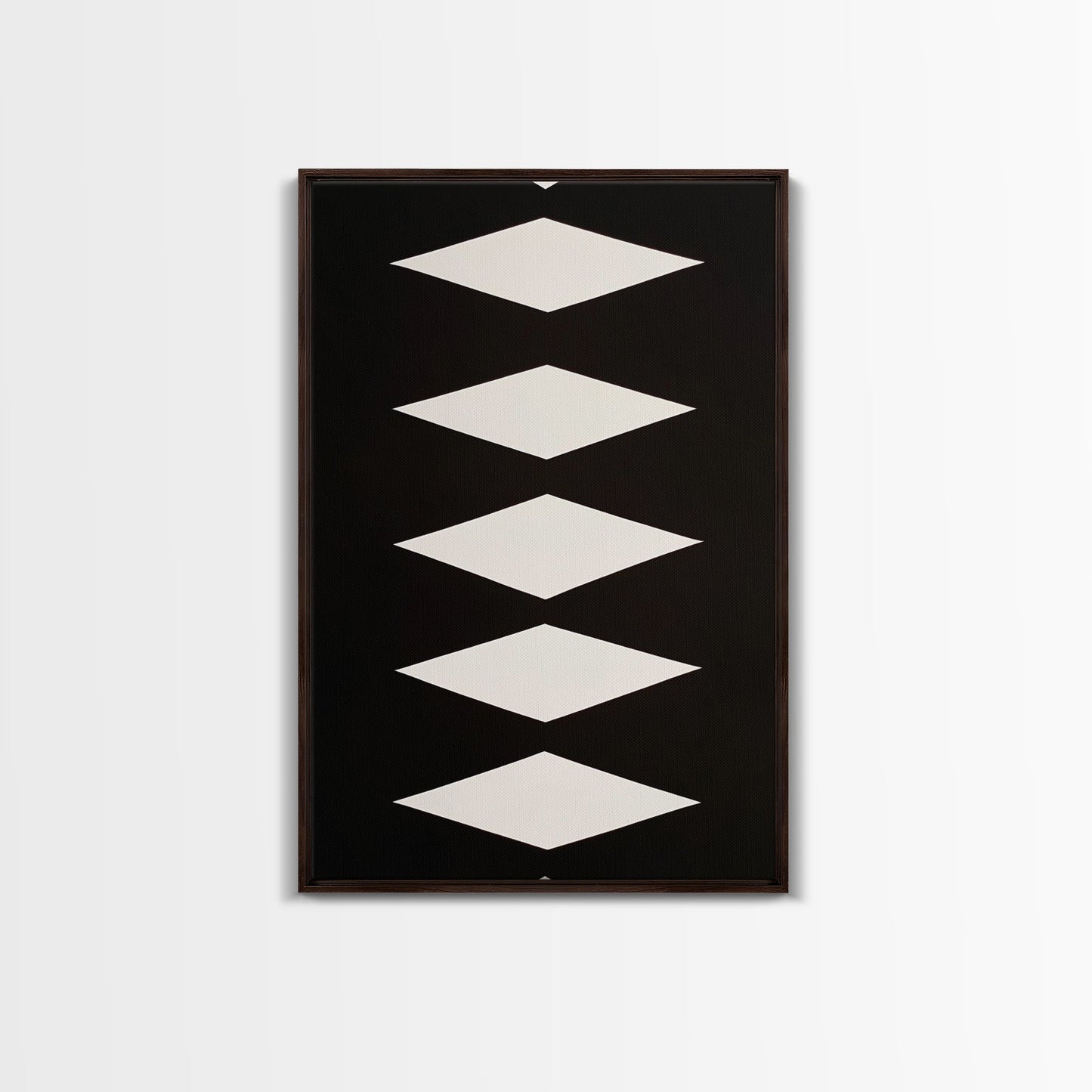 White Diamonds Geometric Aztec Terracota Canvas Print, Modern Farmhouse, Southwestern Art, Arizona Art, Black and White Wall Art