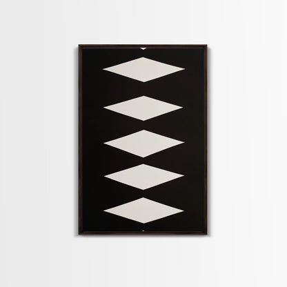 White Diamonds Geometric Aztec Terracota Canvas Print, Modern Farmhouse, Southwestern Art, Arizona Art, Black and White Wall Art