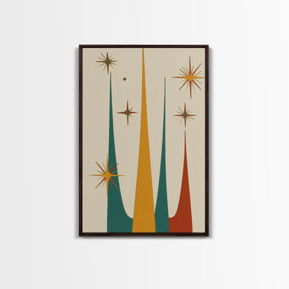 Retro Mid Century Modern Star Burst, 1950s Style Wall Art, Canvas Print, Star Burst Canvas, Retro Home Decor, Starburst Wall Art