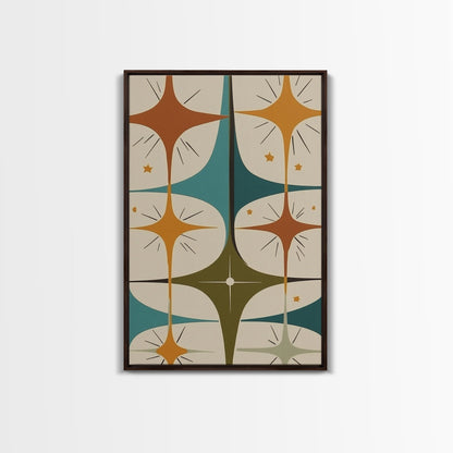 Art Deco Star Burst Canvas Print Wall Art, Retro 1950s Style, Starburst, Mid-Century Modern Wall Art, Minimalist Home Decor, Modern Art