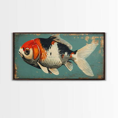 Gold Fish Painting Print, Wood Framed Canvas Print Wall Art Home Decor For Above Sofa In Living Room