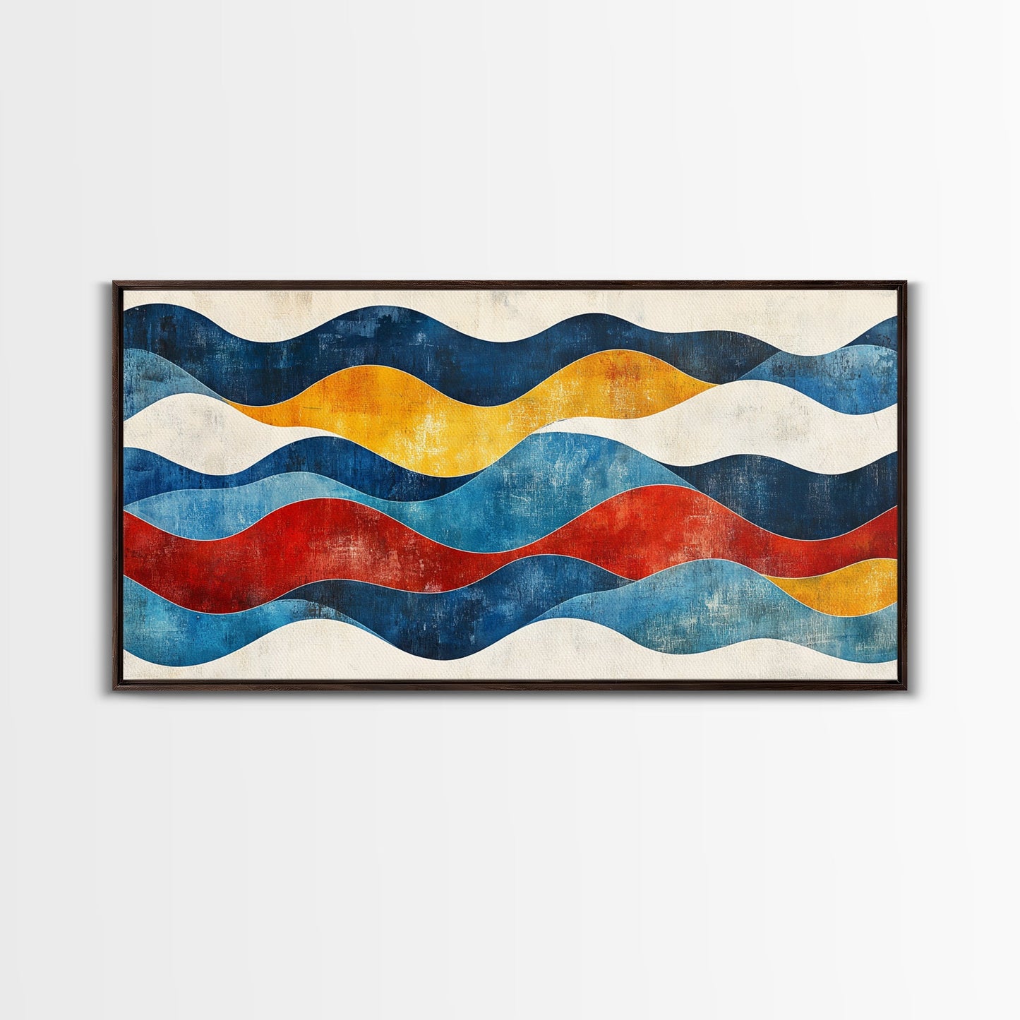 Boho Mid Century Modern Wall Art Canvas Print, Wood Frame Wall Art, Geometric Wall Art, Minimalist Wall Art, Housewarming Gift Idea