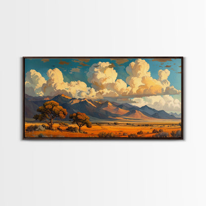 Home On The Mountains Framed Canvas Print, Southwestern Wall Art, Beautiful Home Decor For Above Sofa Or Couch, Rustic Farmhouse Art