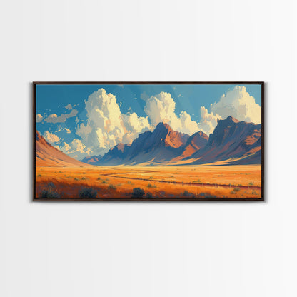 Southwestern Wall Decor | Western Wall Art | Retro Landscape Painting | Canvas Print | Retro Wall Hanging | American Western Arizona Art