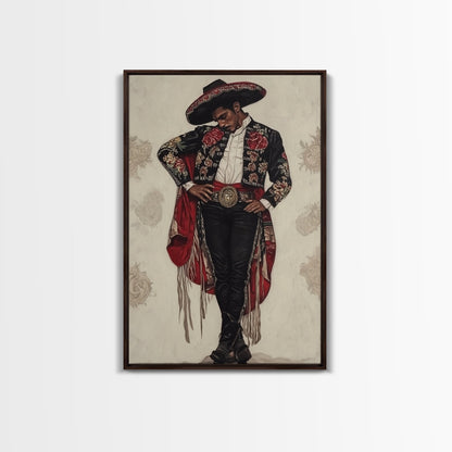 The Matador Oil Painting Canvas Print, Chicano Wall Art, Mexicano Decor, Mexican Inspired Wall Art