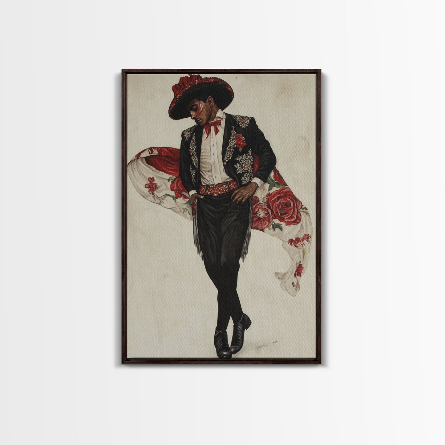 Spanish Toreador Framed Canvas Print, Impressionist Wall Art, Mexicano Wall Art, Spanish Decor, Spanish Wall Art, Cultural Decor