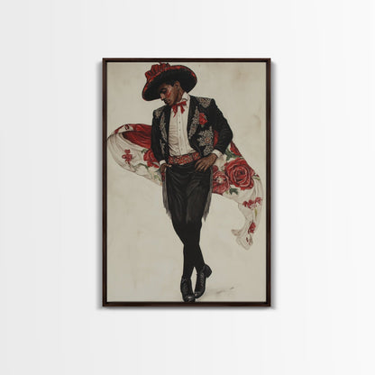 Spanish Toreador Framed Canvas Print, Impressionist Wall Art, Mexicano Wall Art, Spanish Decor, Spanish Wall Art, Cultural Decor