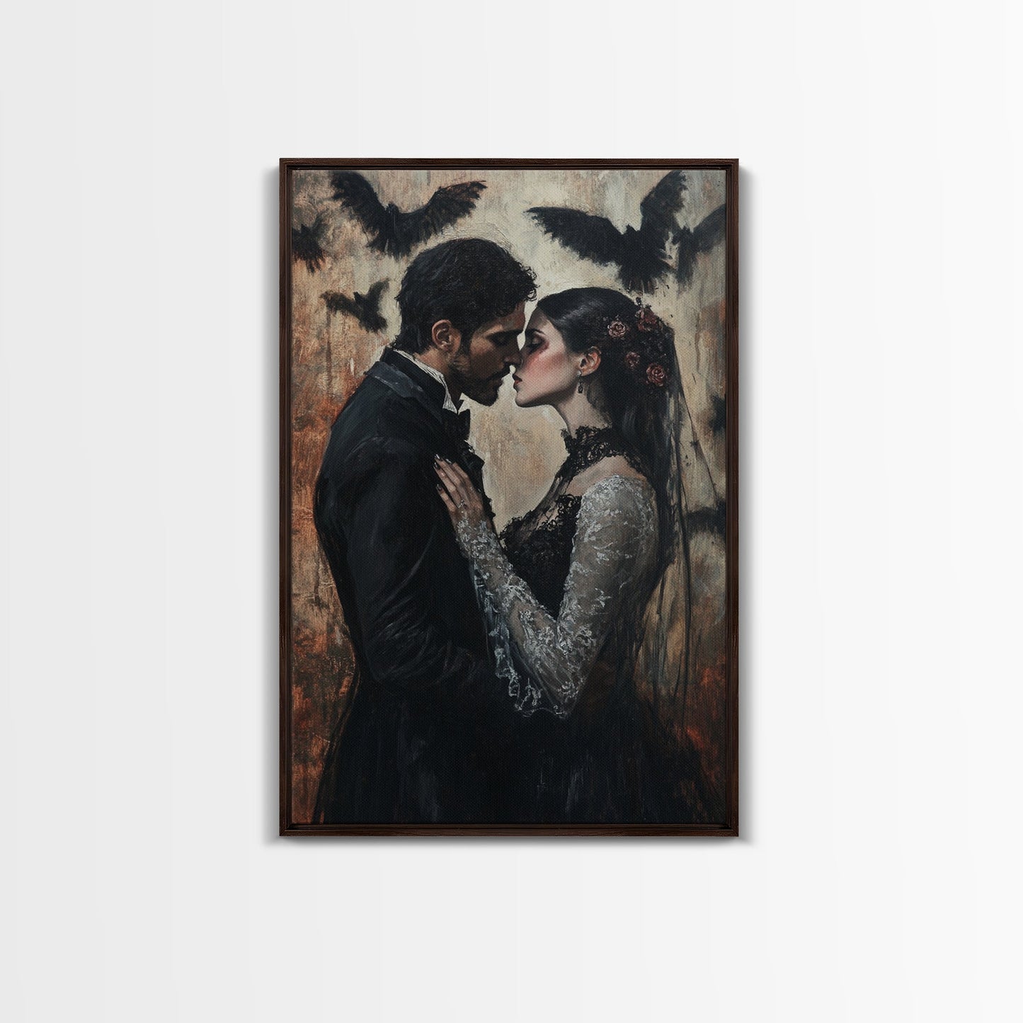 Dark Romance Painting Print, Dark Fantasy Art, Dark Fantasy Home Decor, Gothic Romance Print, Halloween Decor, Couple Gift Idea, Goth Wedding