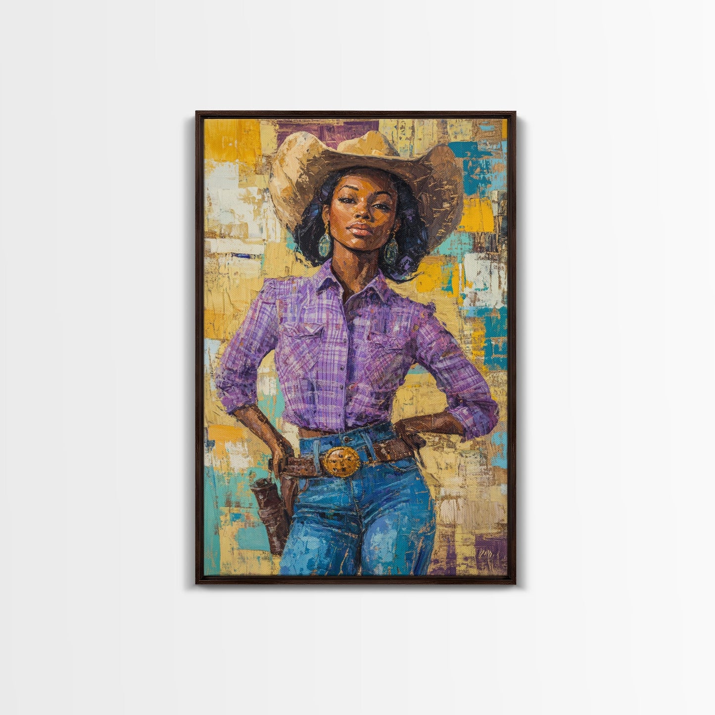 Black Cowgirl Painting Print, Rustic Modern Farmhouse, Afrocentric Wall Art, Southwestern Home Decor, African American Art