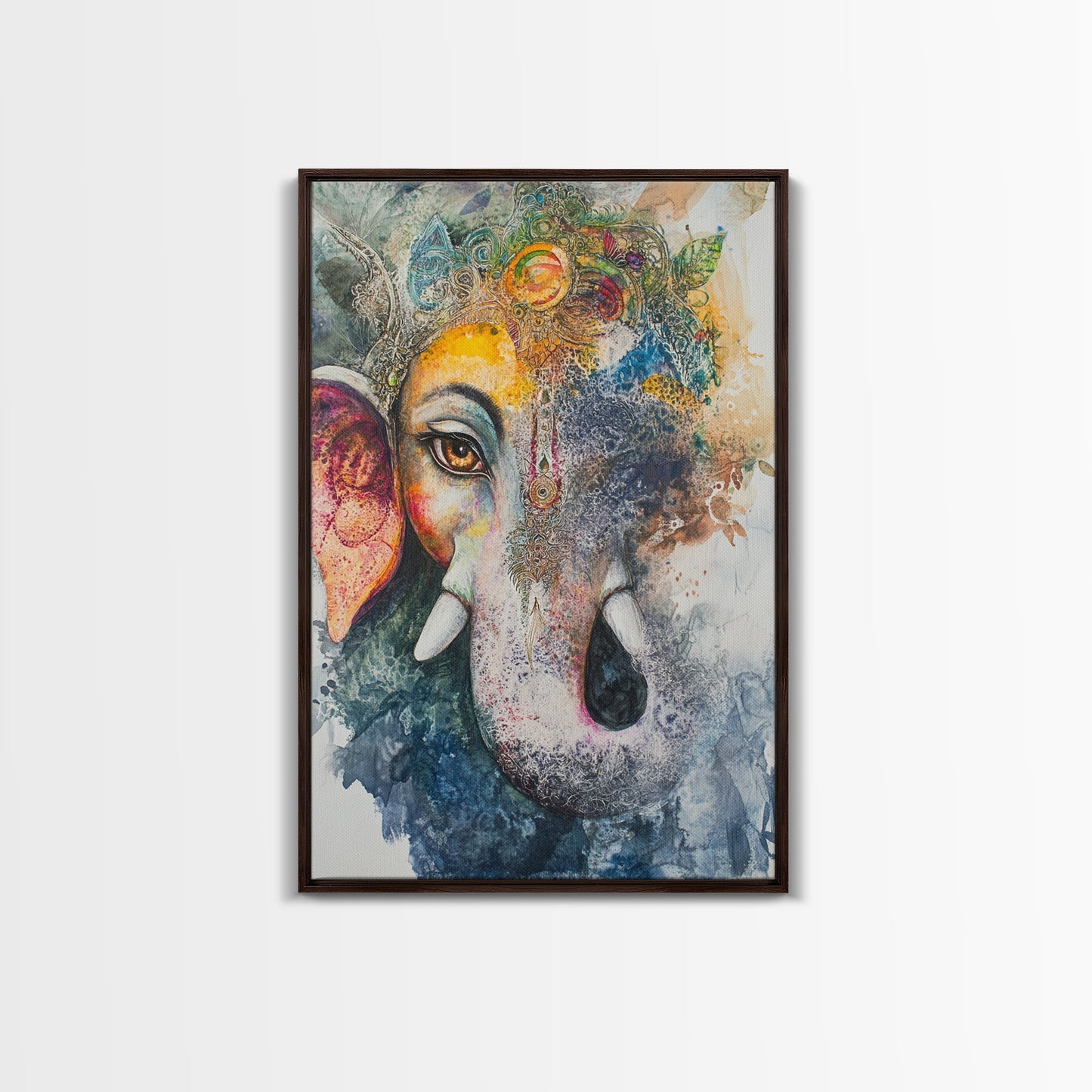 Ganesh Wall Art, Ganesha Painting Print, Framed Canvas Print, Painting of Ganesha, Ganesh Art