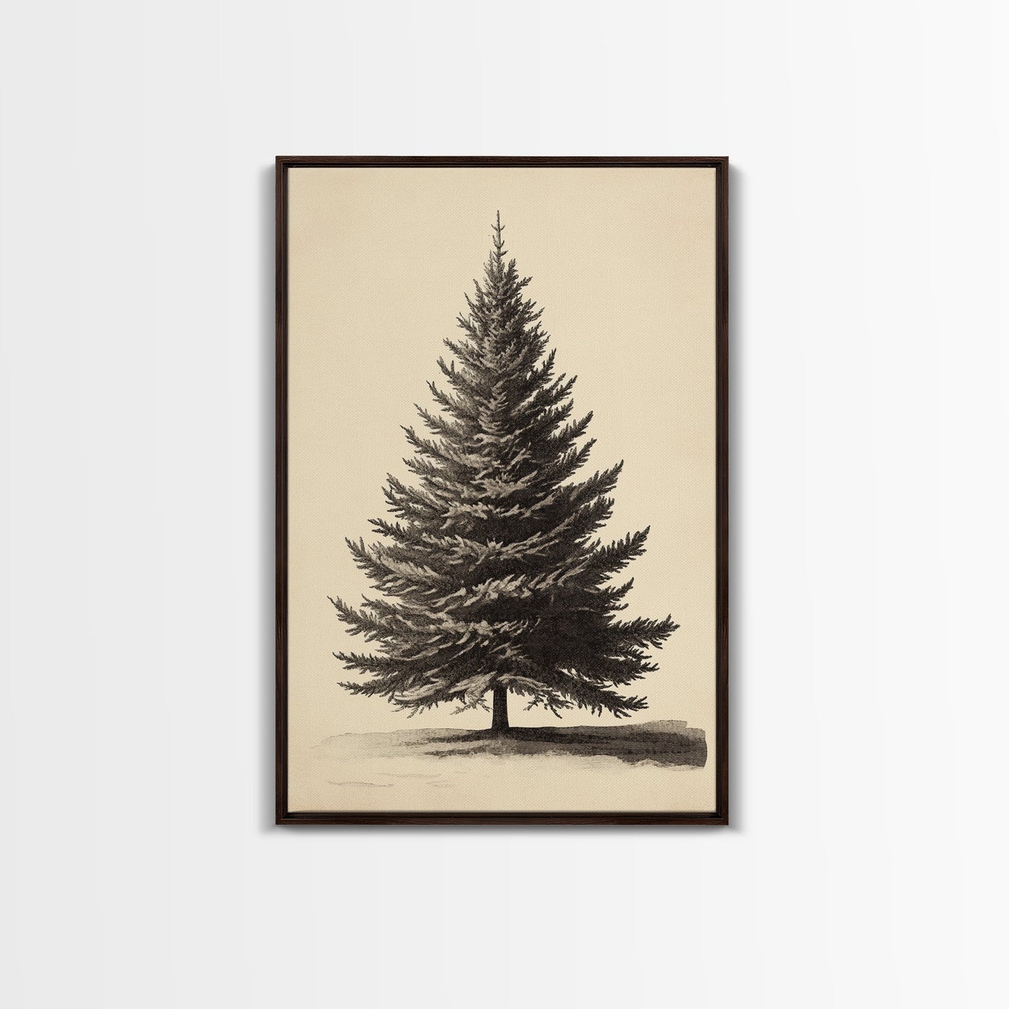 Vintage Christmas Tree Canvas Print - Framed Canvas - Minimalist Christmas Art - Boho Christmas Art - Rustic Christmas Art