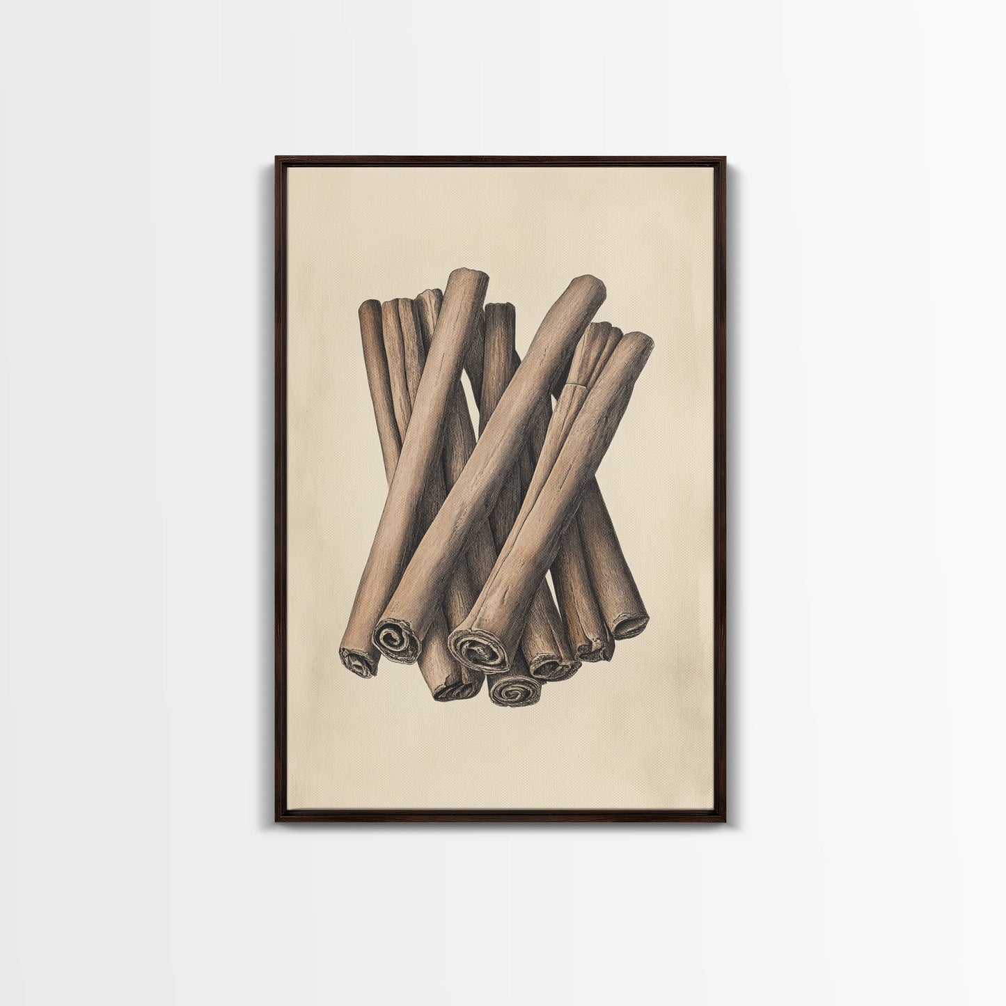 Christmas Cinnamon Sticks Canvas Print - Framed Canvas - Minimalist Christmas Art - Boho Christmas Art - Rustic Christmas Art