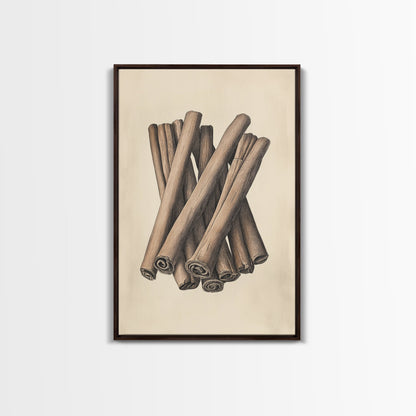 Christmas Cinnamon Sticks Canvas Print - Framed Canvas - Minimalist Christmas Art - Boho Christmas Art - Rustic Christmas Art