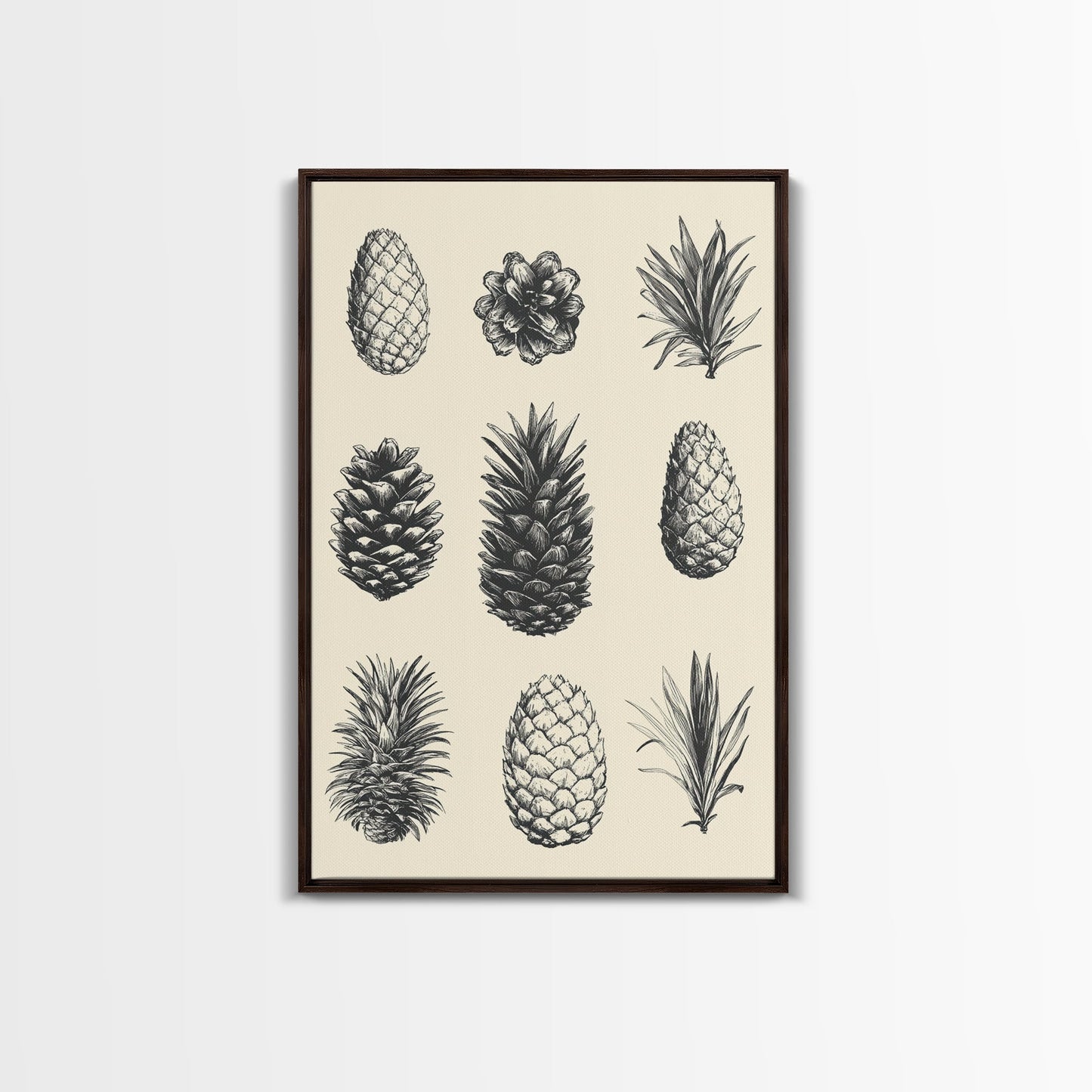 Christmas Pine Cones Canvas Print - Framed Canvas - Minimalist Christmas Art - Boho Christmas Art - Rustic Christmas Art - Pinecone Painting