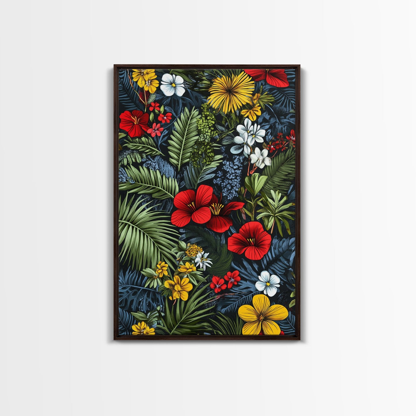 Jungle Painting Canvas Print, Mid-Century Modern Wall Art, Retro Home Decor, Wood Framed Canvas, Home Decor, Office Decor Gift Idea