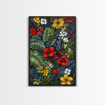 Jungle Painting Canvas Print, Mid-Century Modern Wall Art, Retro Home Decor, Wood Framed Canvas, Home Decor, Office Decor Gift Idea