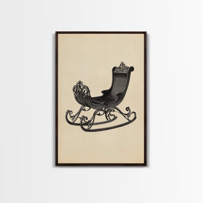 Christmas Sleigh Canvas Print - Framed Canvas - Minimalist Christmas Art - Boho Christmas Art - Rustic Christmas Art