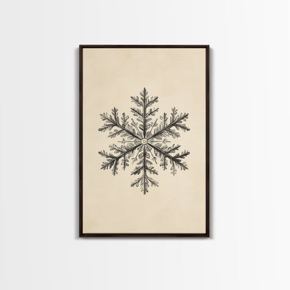 Drawing of a Snowflake Canvas Print - Framed Canvas - Minimalist Christmas Art - Boho Christmas Art - Rustic Christmas Art