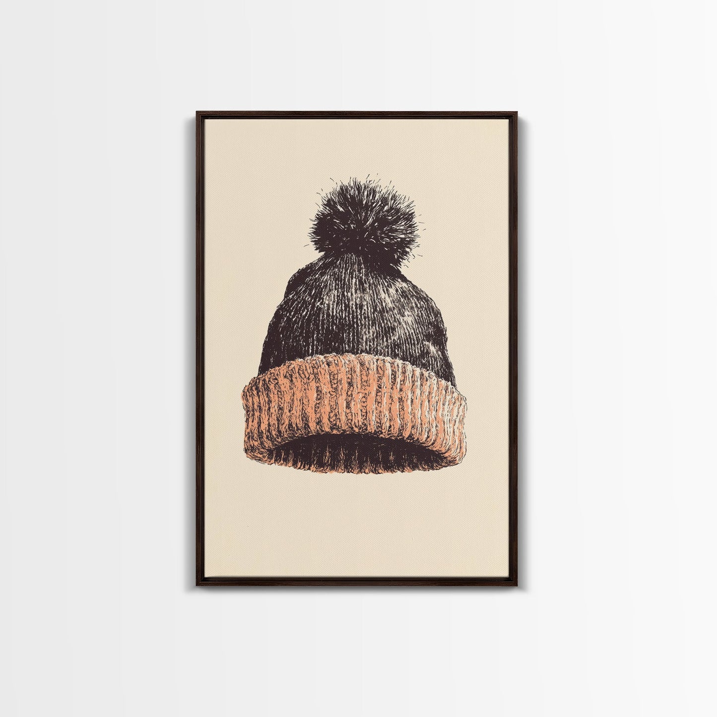 Christmas Beanie Hat Canvas Print - Framed Canvas - Minimalist Christmas Art - Boho Christmas Art - Rustic Christmas Art