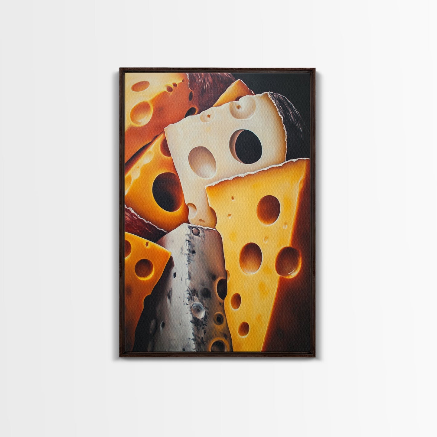 Kitchen Wall Art Painting of Cheese Canvas Print, Kitchen Decor, Modern Kitchen, Food Review Prop Decor