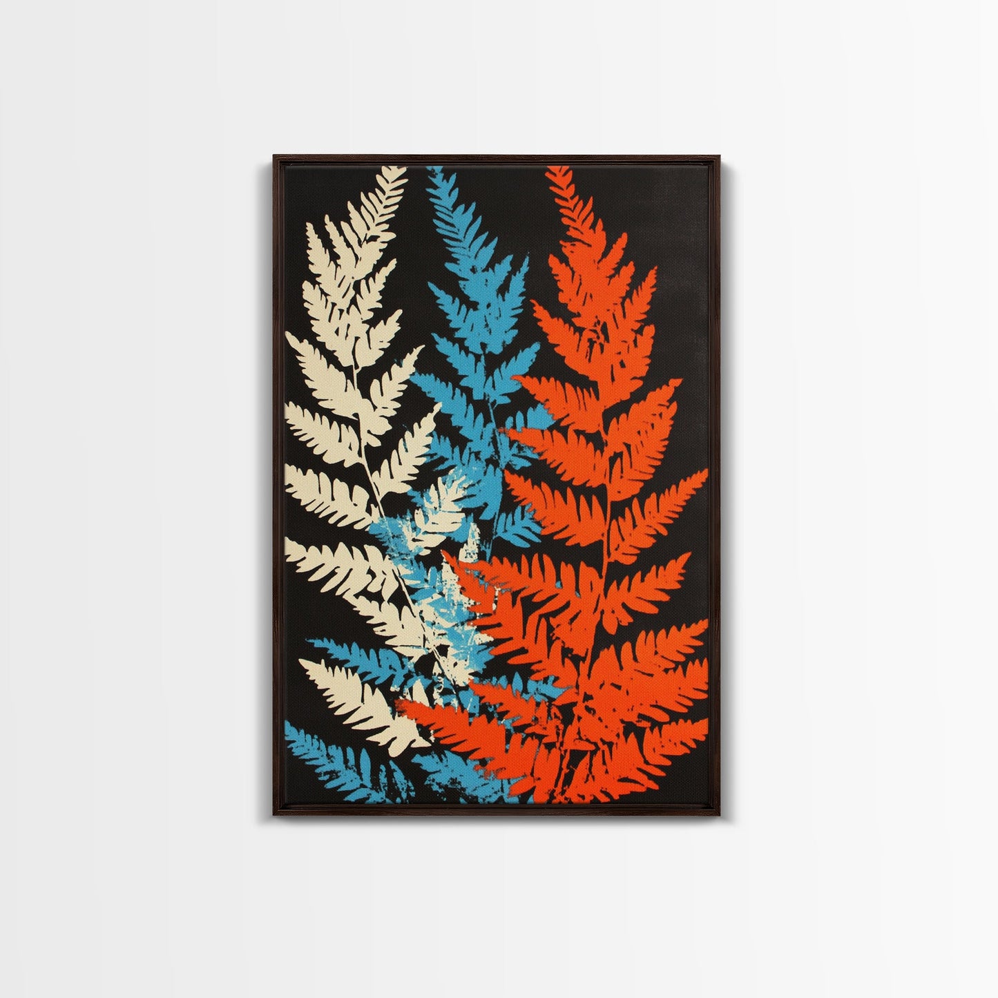 Fern Leaves Abstract Art Print, Retro MCM Style Home Decor, Mid Cenury Modern Abstract Wall Art, Fern Leaves Painting
