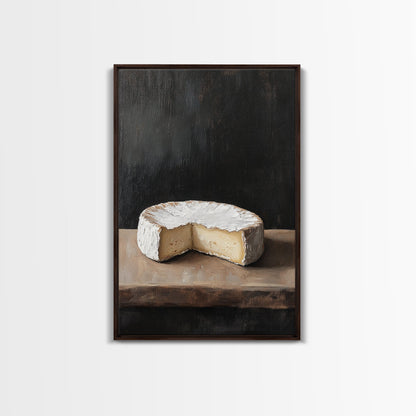 Wheel Of Cheese Painting Print, Brie Cheese Art, Cheese Painting, Cheese Still Life Oil Painting, Cheese Painting, Rustic Kitchen Decor