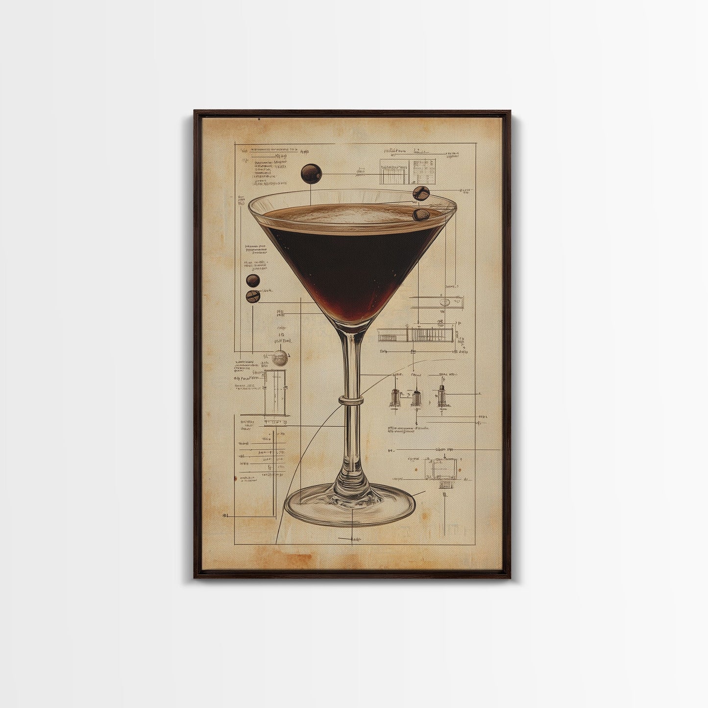Espresso Martini Wall Art Canvas Print, Cocktail Painting, Cocktail Decor, Bar Decor, Home Bar Wall Art, Kitchen Wall Art