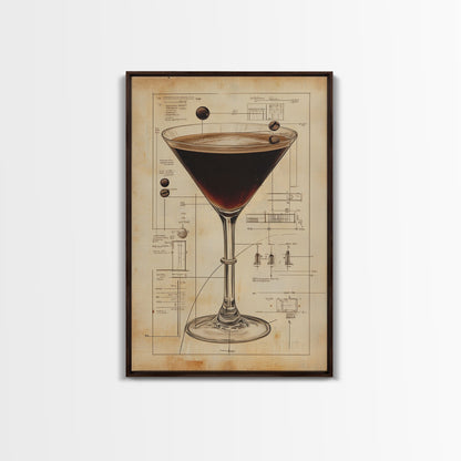 Espresso Martini Wall Art Canvas Print, Cocktail Painting, Cocktail Decor, Bar Decor, Home Bar Wall Art, Kitchen Wall Art