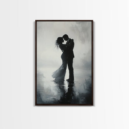Oil Painting Print Of a Couple Dancing, Wood Framed Wall Art, Wedding Gift Idea, Wedding Decoration, Couple Dancing Art, Couple Painting