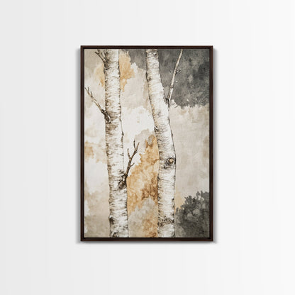 Ready To Hang Birch Tree Forest Painting Print Aspen Trees Painting Wall Art Wabi Sabi Modern Home Decor Minimalist Wabi Sabi Painting