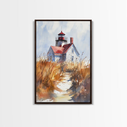 Maine Wall Art, Canvas Print, Ready To Hang Wall Art With Wood Frame, Maine Watercolor Painting, Nautical Home Decor