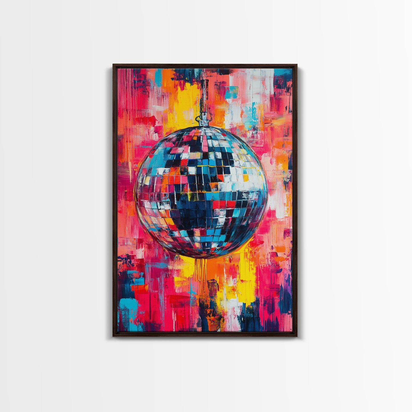 Graffiti Abstract Disco Ball Painting Print, Disco Ball Canvas Print, Rainbow Disco Ball, Pop Art Disco Ball Wall Art For Living Room