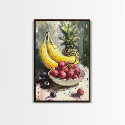 Retro Antique Fruit Still Life Oil Painting Canvas Print, Wood Framed Canvas, Still Life Art, Oil Painting Print, Kitchen Decor, Kitchen Wall Art