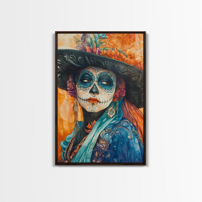 Chicano Art Framed Canvas Print, Day of the Dead / Dia De Los Muertos Wall Art, Mexicano Decor, Mexicano Wall Art, Southwestern Wall Art