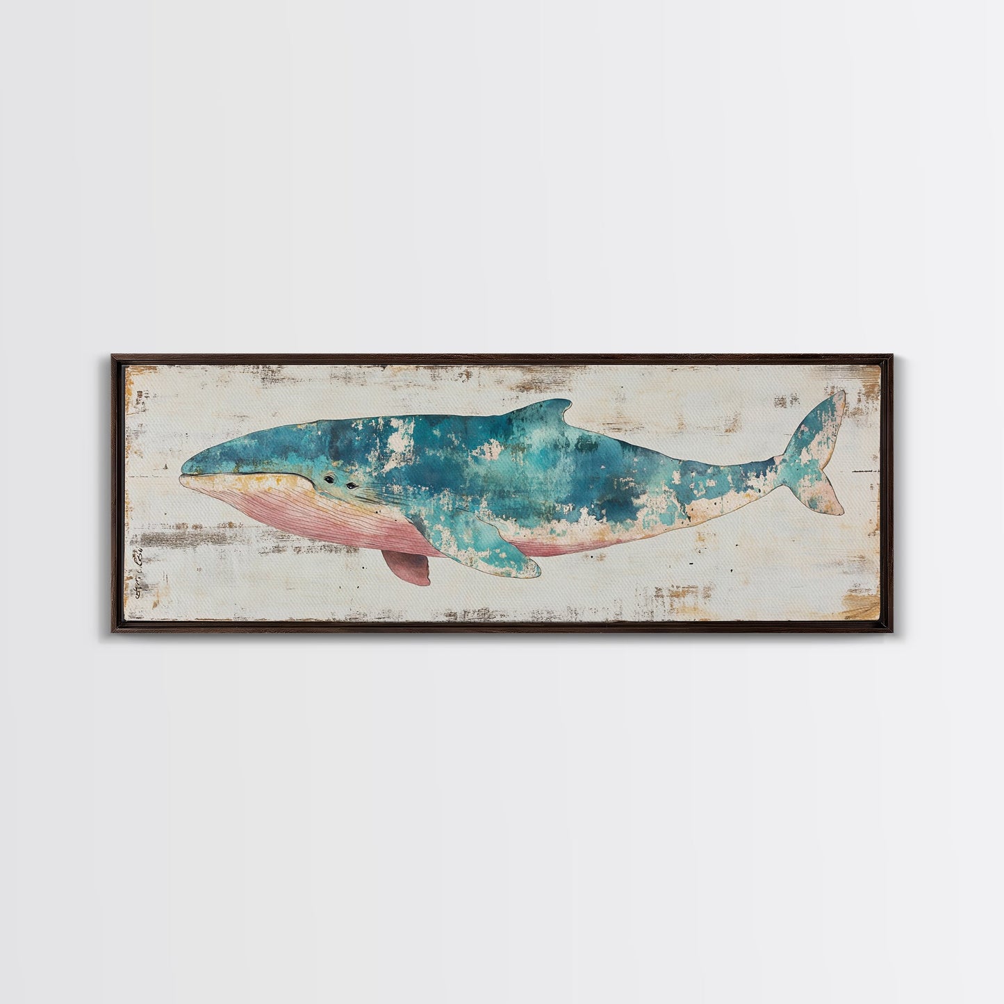 Humpback Whale Panoramic Wall Art Canvas Print - Wood Framed Canvas - Nautical Decor - Ready To Hang, Whale Art, Whale Fine Art