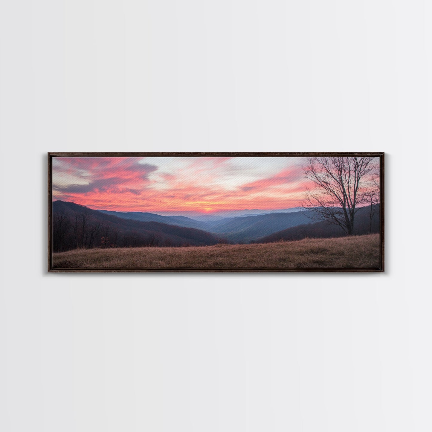 Great Smoky Mountains Panoramic Wall Art Canvas Print, Smoky Mountains Photography Style Wall Art, Landscape Painting