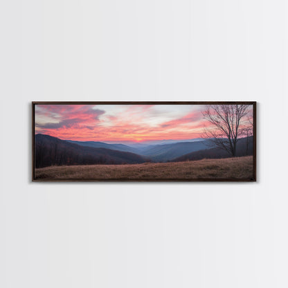 Great Smoky Mountains Panoramic Wall Art Canvas Print, Smoky Mountains Photography Style Wall Art, Landscape Painting