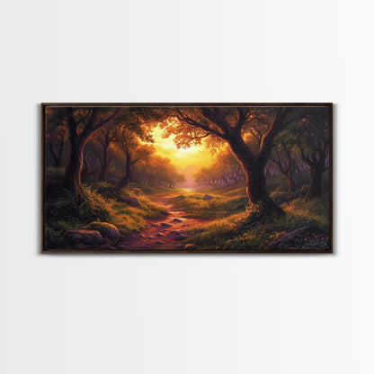 Cute Fantasy Wall Art, Framed Canvas Print, Fantasy Landscape Painting Print, Fairy Art, Fairy Landscape Wall Art Decor