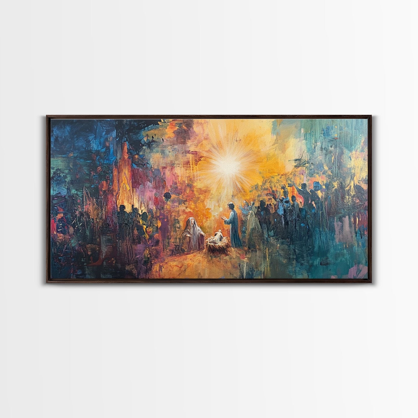 Nativity Painting Canvas Print | Christmas Wall Art | Christian Art | Christian Painting | Nativity Drawing | Nativity Oil Painting | Living Room Art