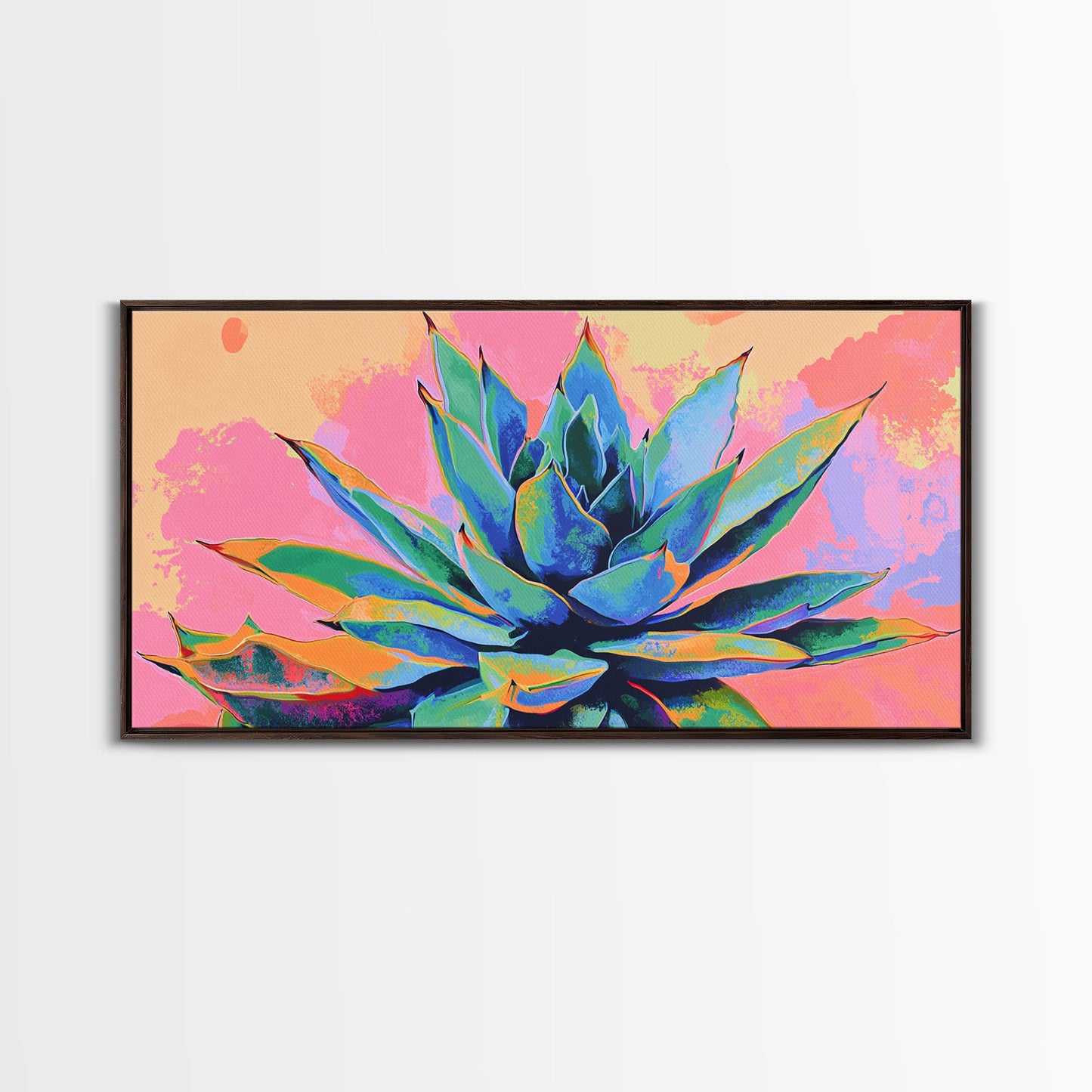 Blue Agave Wall Art Framed Canvas Print | Mexicano Art | Pueblo Style Southwestern Art | Arizona Art | Mexicano Wall Art | Agave Painting