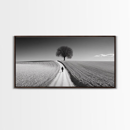 Black and White Photography Style Print - Framed Canvas Print - Subdued Home Decor - Ready to Hang Wall Art - Centerpiece Wall Art