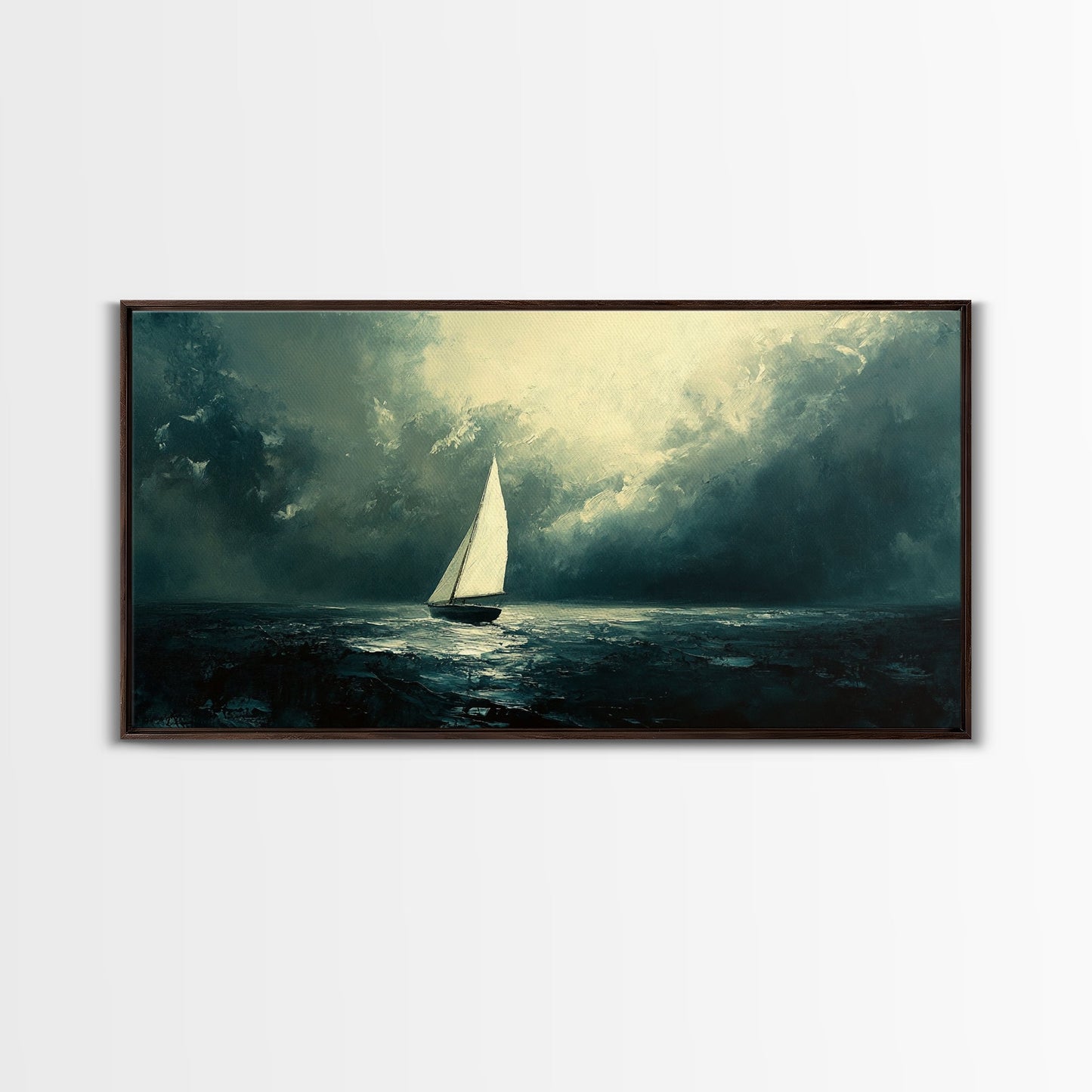 Sailing Through The Storm - Framed Canvas Print - Nautical Home Decor - Sailboat Painting - Sailing Painting - Nautical Seascapes Art